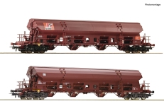 Roco 77036 - H0 - 2-tlg. Set Schwenkdachwagen Tadgs 959, DB, Ep. IV